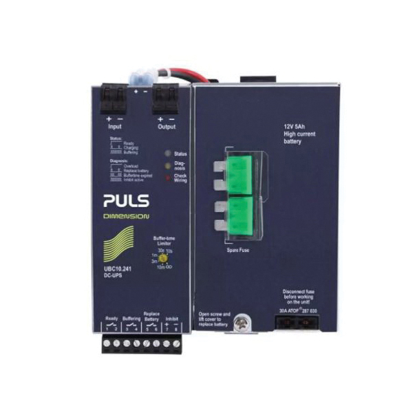 UBC10.241 PULS DC-UPS CONTROLLER W/INTERNAL 5Ah BATTERY, 10AMP@24VDC 124X123X119mm (LxWxH)