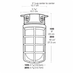 VX100DG RAB VAPORPR00F 100W DC CEILING FIXT W/1/2"BOX GLOBE & GUARD