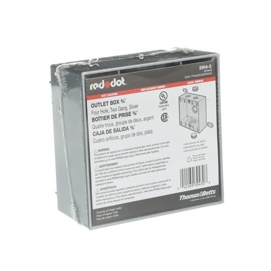 2IH4-2 RED 2G RT BOX W/4 3/4 HUBS..