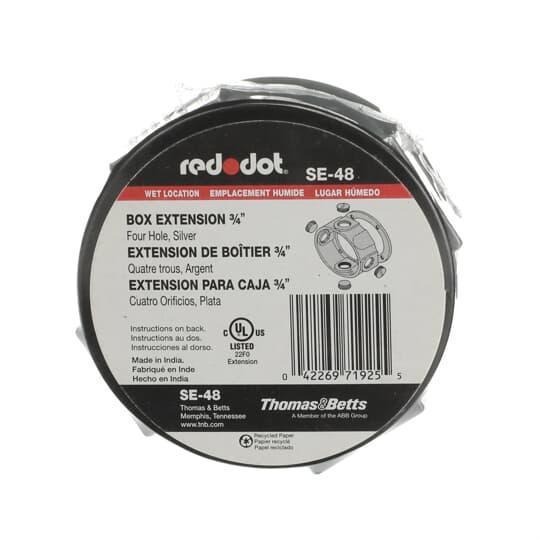 SE48 RED ROUND BOX EXTENSION W/4 3/4 HOLES..