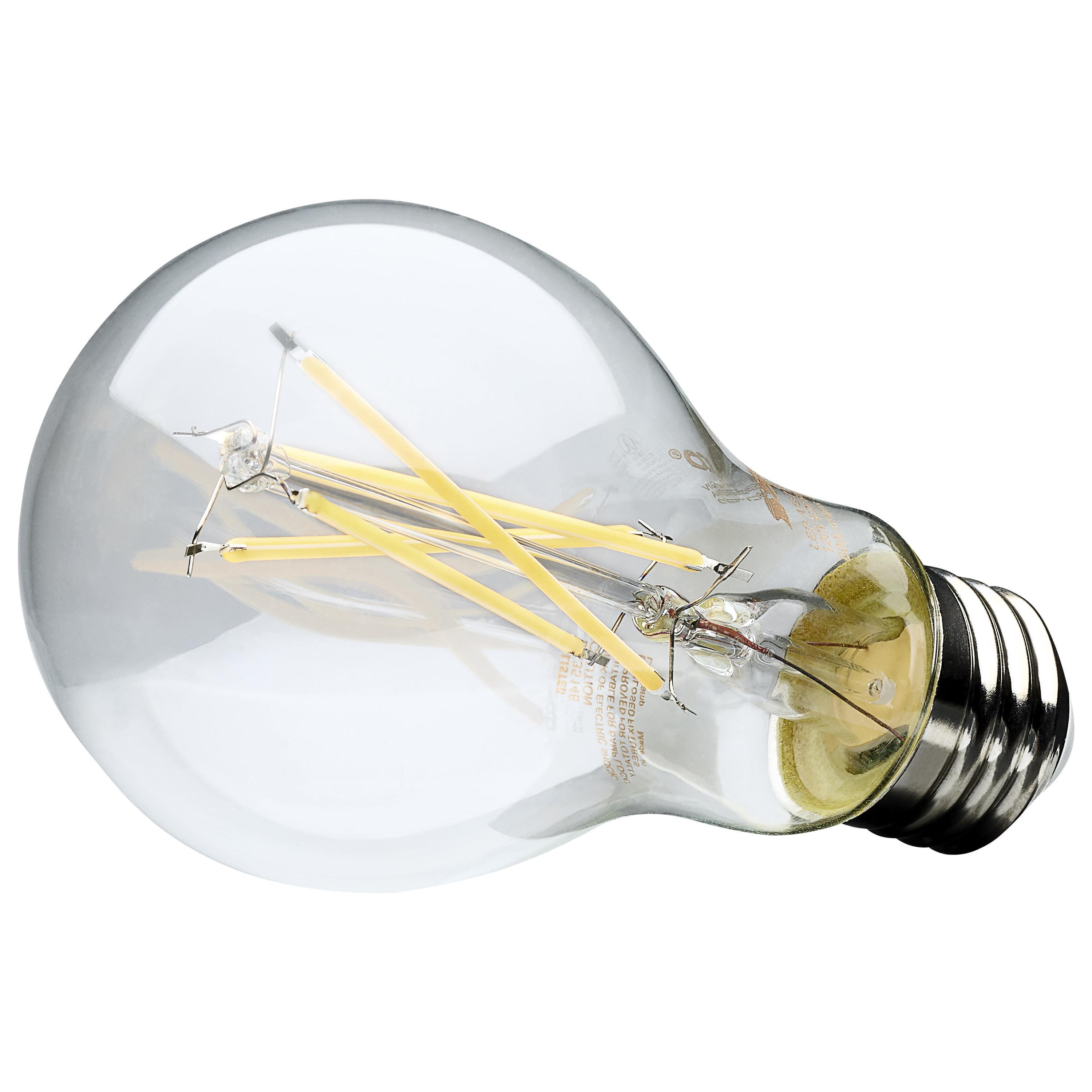 S12462 SATCO 8 WATT A19 LED CLEAR 2700K MEDIUM BASE 120 VOLT 4-PACK