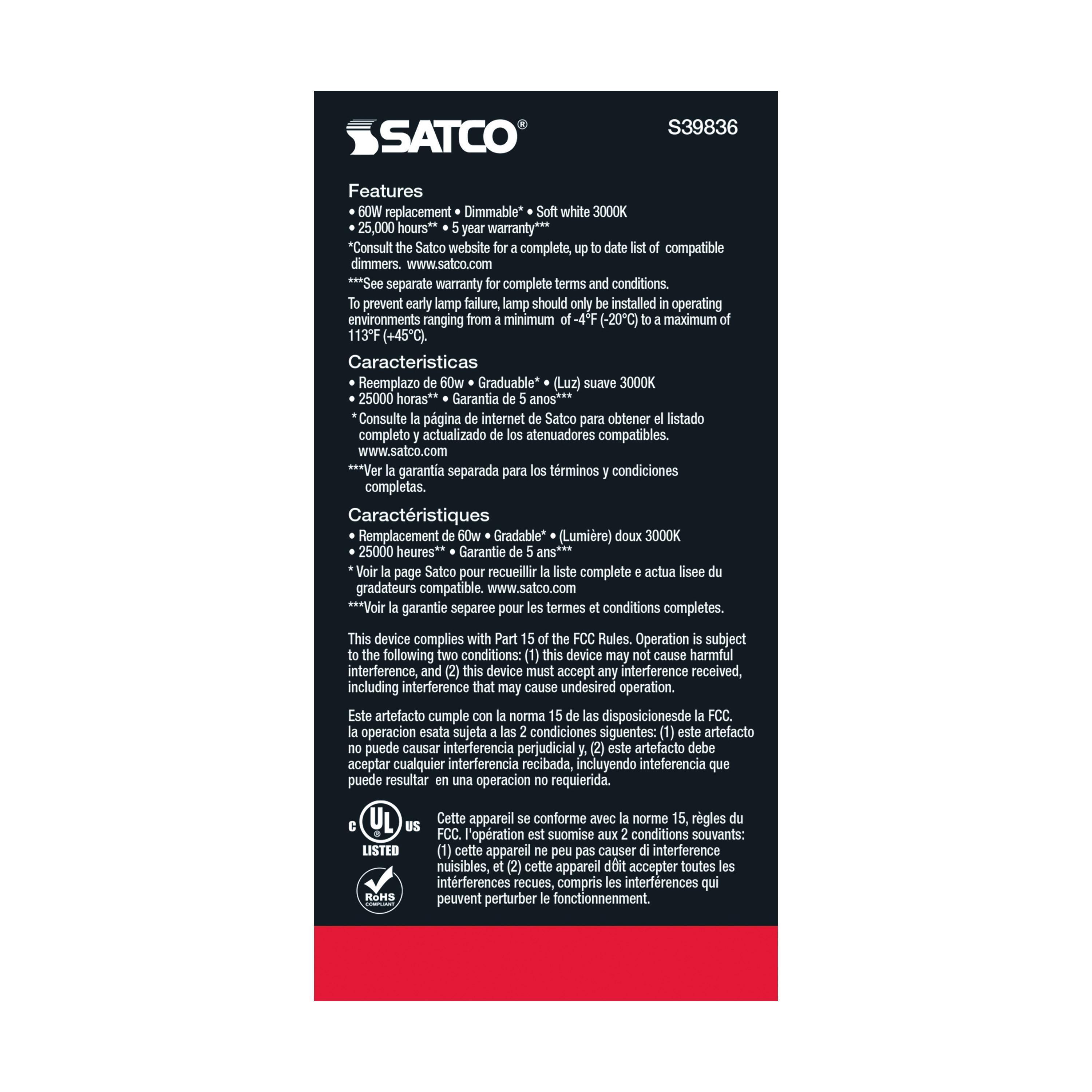 S39836 SATCO 9.8W LED LAMP