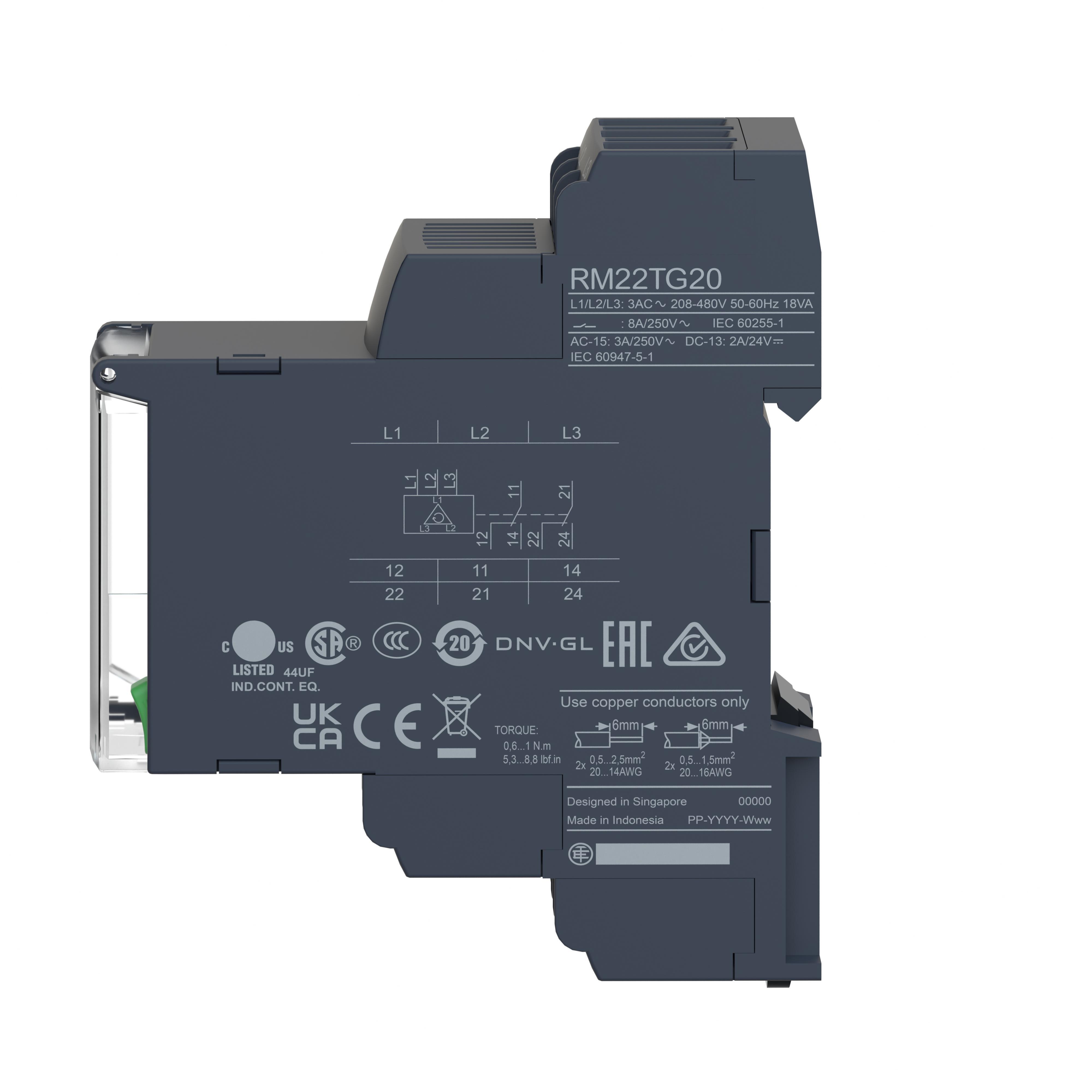 RM22TG20 SQD PHASE CTRL RELAY 208