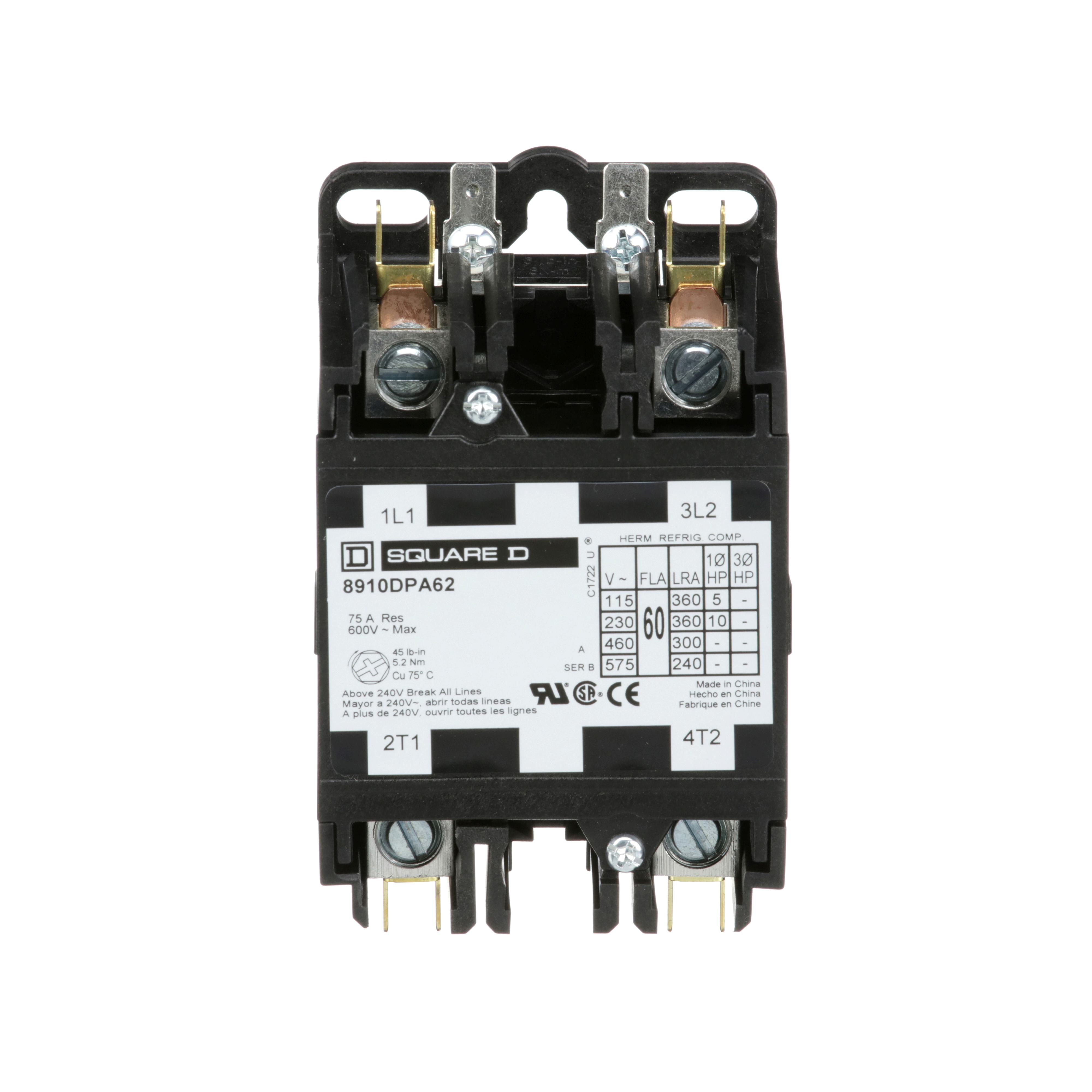 8910DPA62V02 SQD CONTACTOR 600VAC