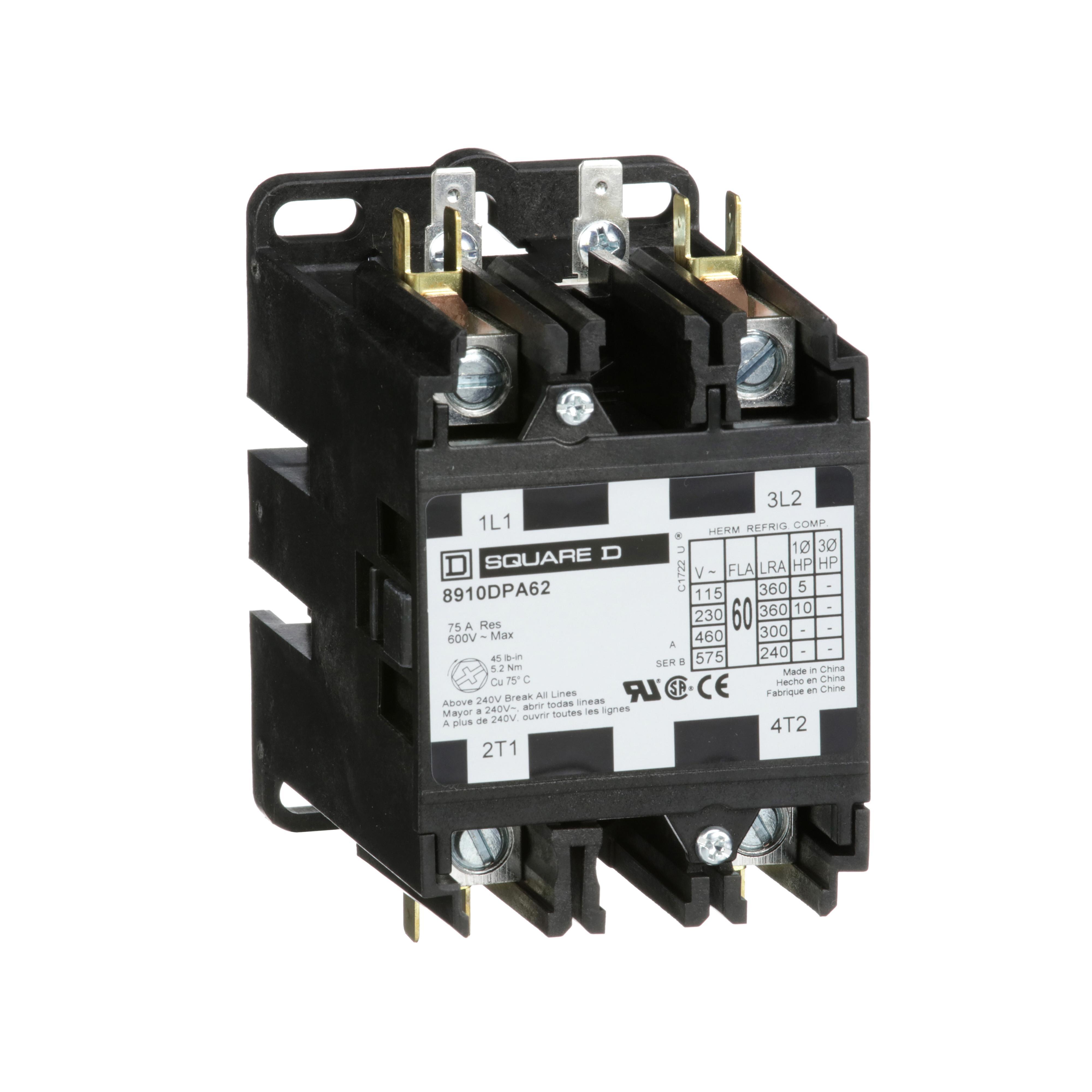 8910DPA62V02 SQD CONTACTOR 600VAC