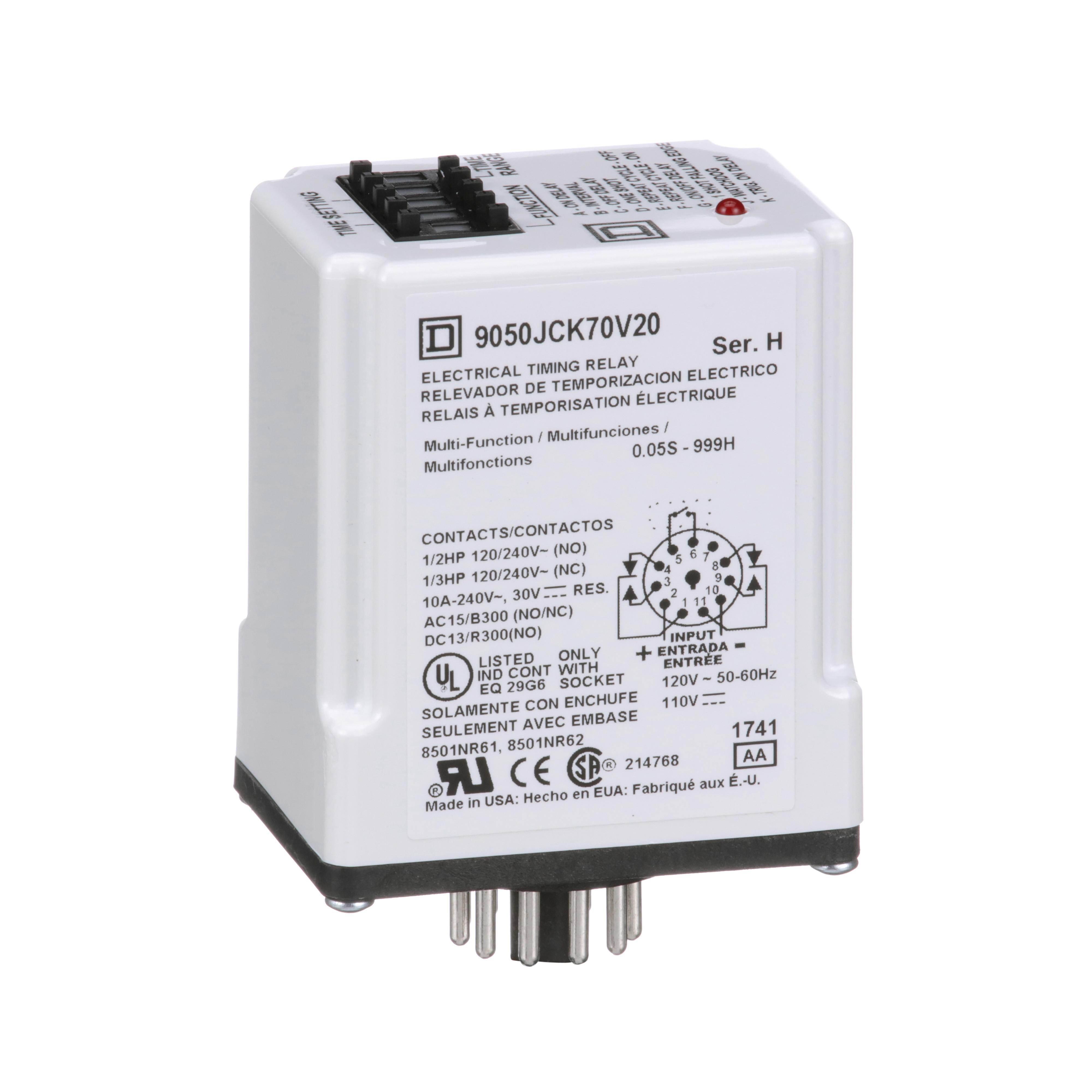 9050JCK70V20 SQD TIMER RELAY 120VAC