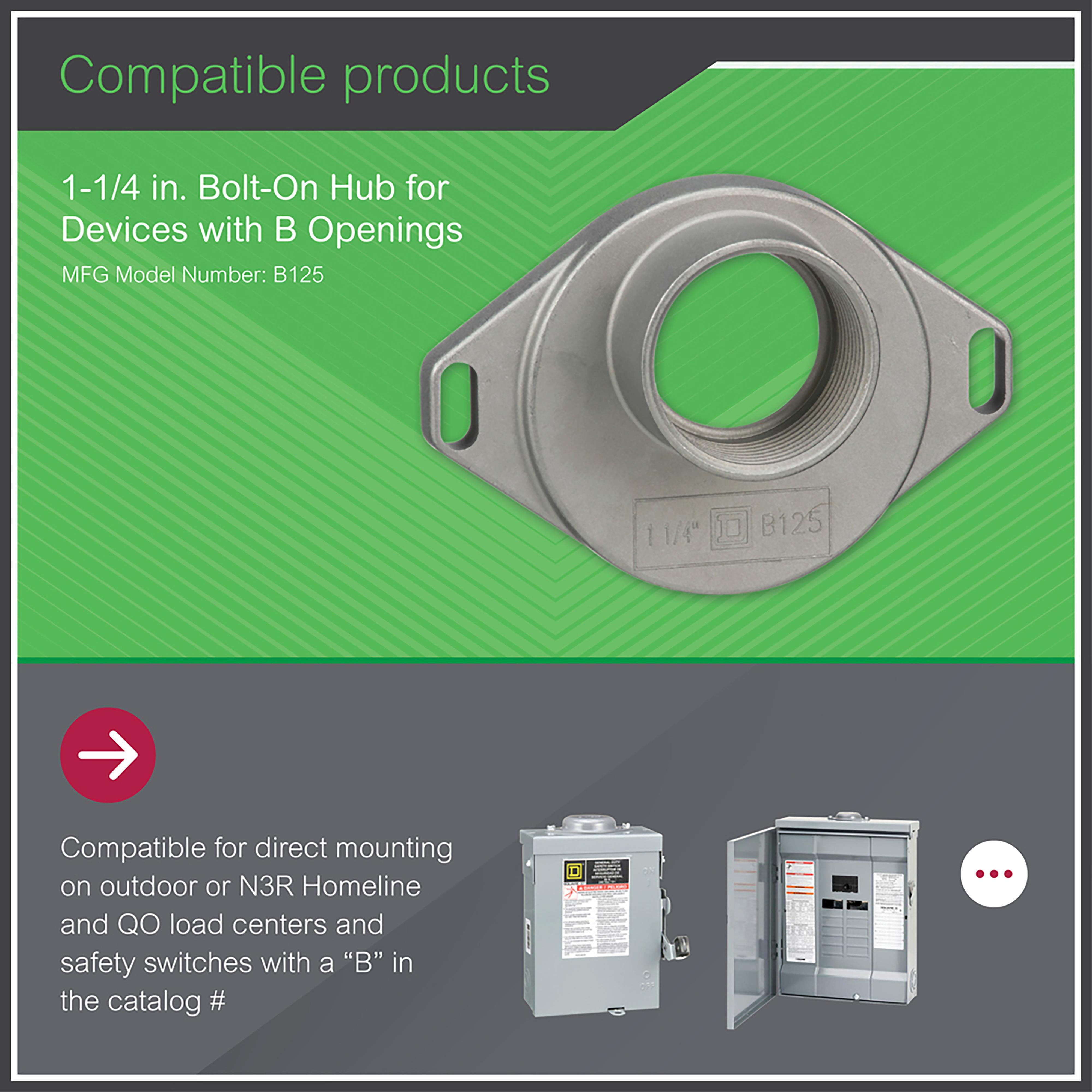 B125 SQD HUB 1.25 INCHES RAINPROOF
