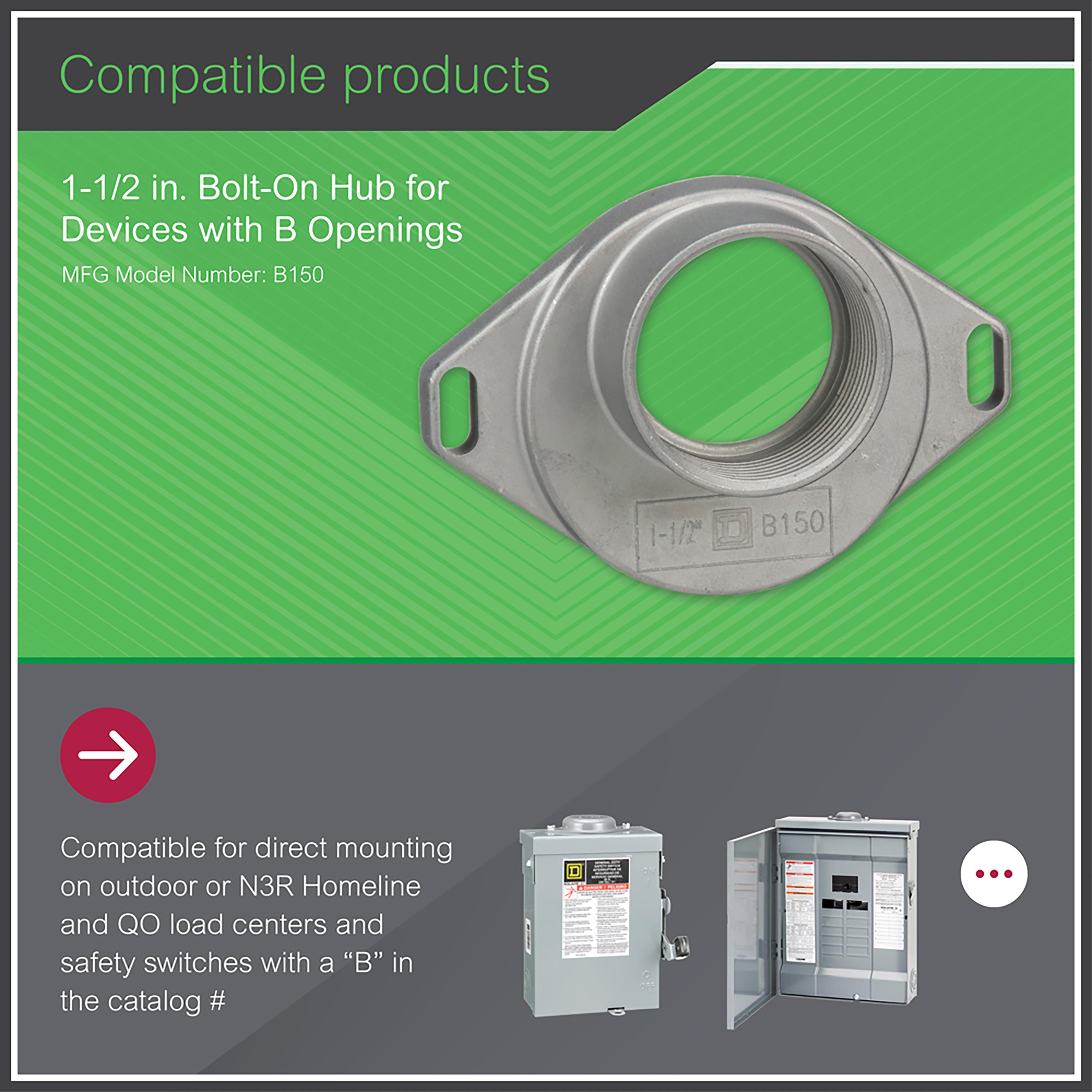 B150 SQD HUB 1.50 INCHES RAINPROOF