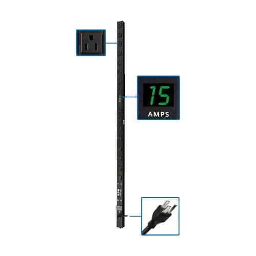 PDUMV15 TRIPPLITE-WABER TRIPP LITE PDU METERED 120V 15A 5-15R 16 OUTLET 5-15P VERTICAL 0URM