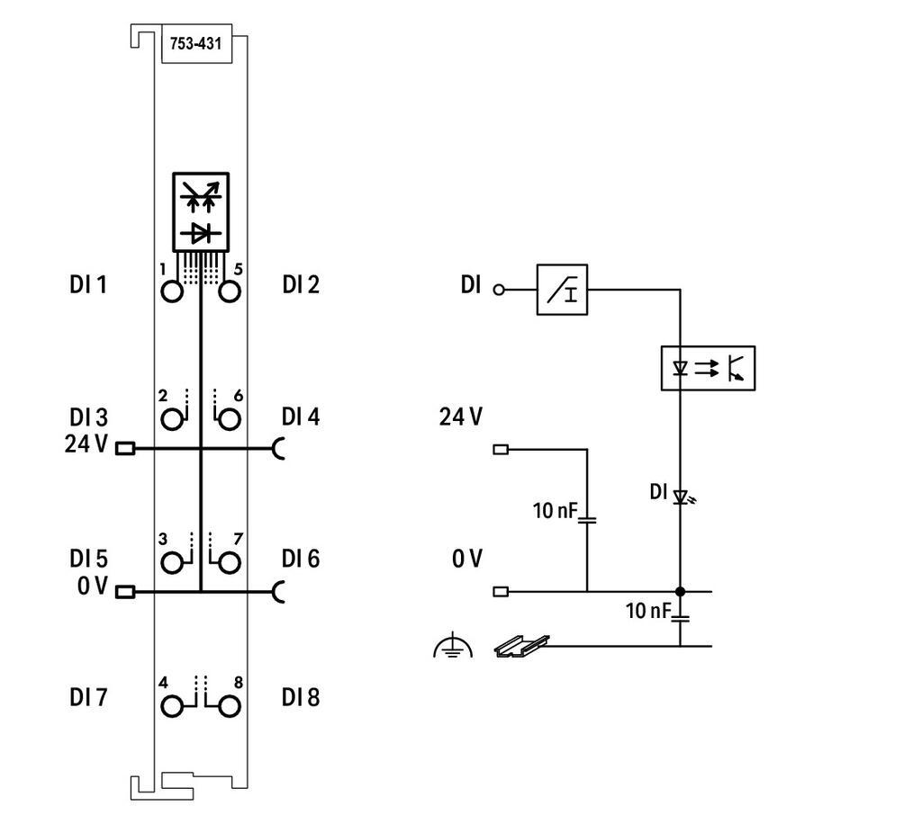 753-431 WAGO 51180950 8DI24 VDC 0.2MS