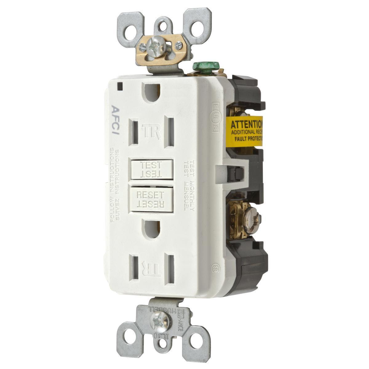 AFR15TRW HUBBELL 15A ARC FAULT TR RECEPTACLE WHITE..