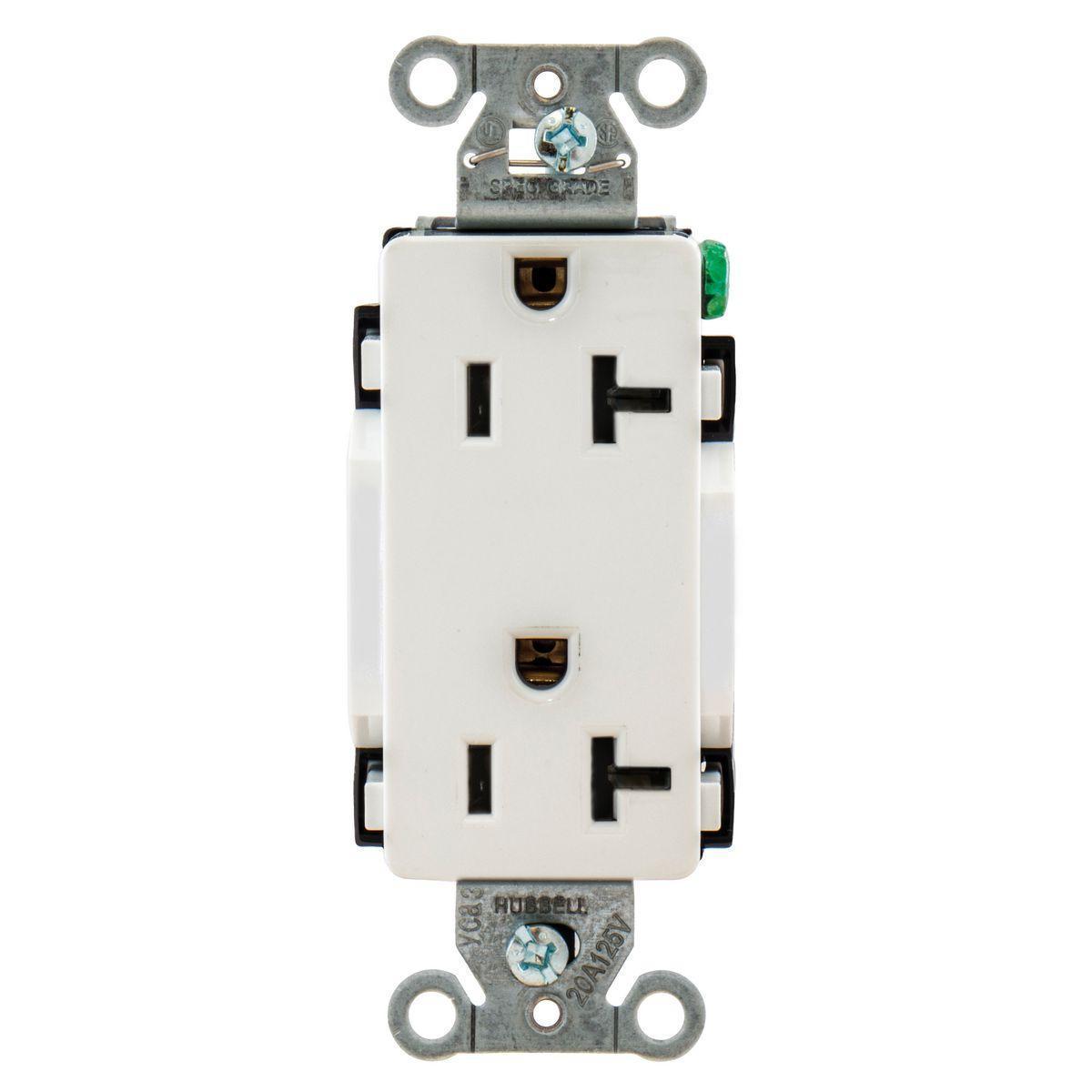 DR20WHI HUBBELL DECO RCPT COMM GRD 20A 125V 5-20R WH..