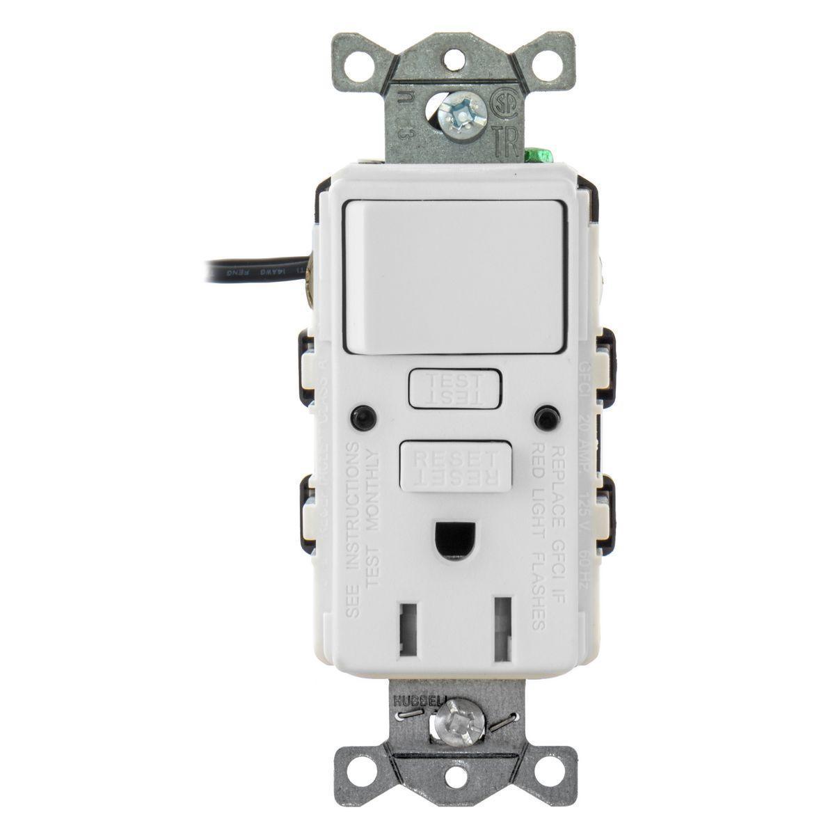 GFSPST15W HUBBELL 15A COM SELF TEST COMB SWITCH, TR GFR WH 88377812462