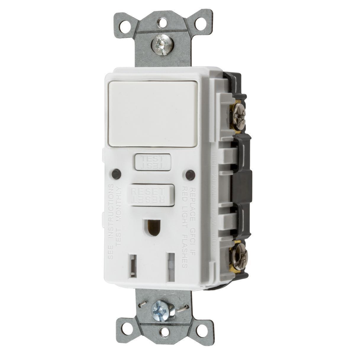 GFSPST15W HUBBELL 15A COM SELF TEST COMB SWITCH, TR GFR WH 88377812462