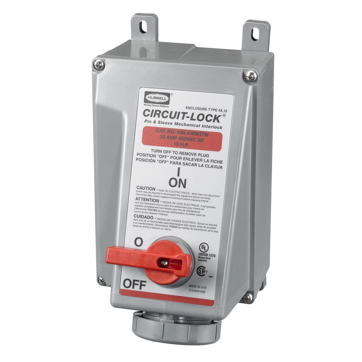 HBL430MI7W HUB 3P4W 30A 480V MECH INTERLCK