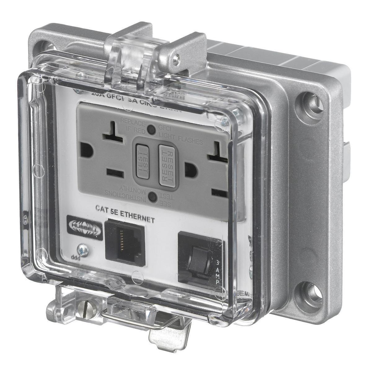 PR205EB HUBBELL IE NEMA 12/4 CAT5E 20A GFCI 3A CIRC BRK 78358552476