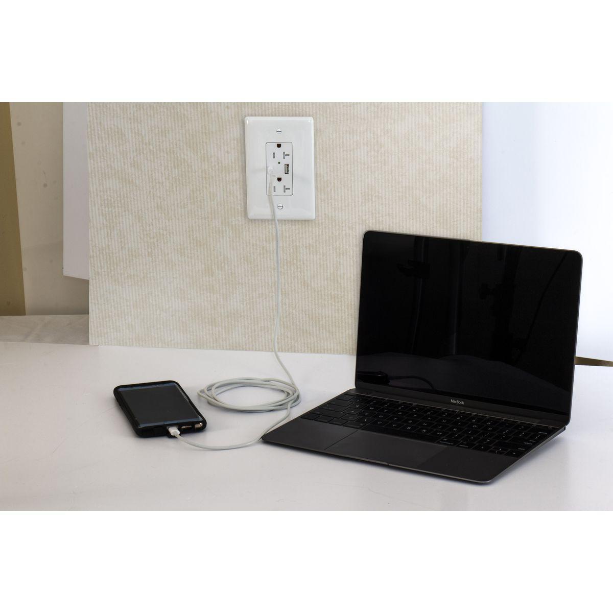 USB20AC5W HUBBELL RCPT DUP 20A 125V 5A 5V USB PORT AC WH..