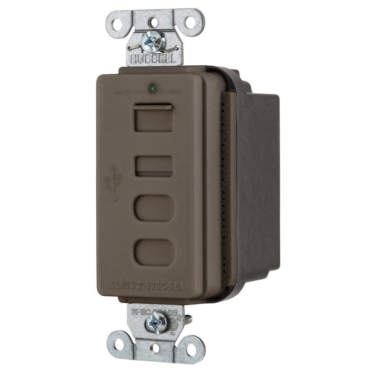 WIRING USB4AC USB CHRGR 4 PORT 5AMP 5 TYPE AC, BROWN USB4AC
