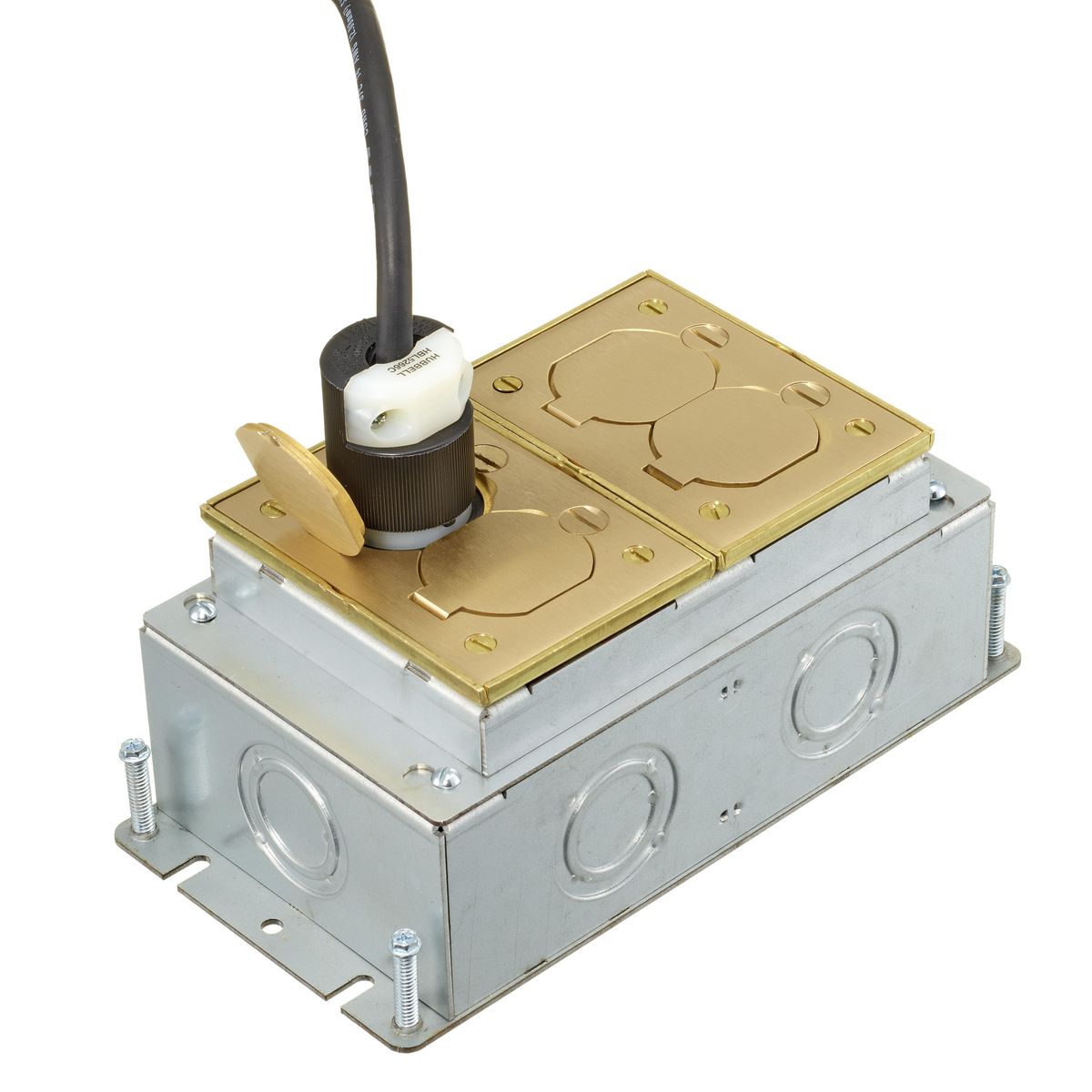 FB2432 HUBBELL RECT FLOORBOX, STAMP STEEL, DEEP, 2-G