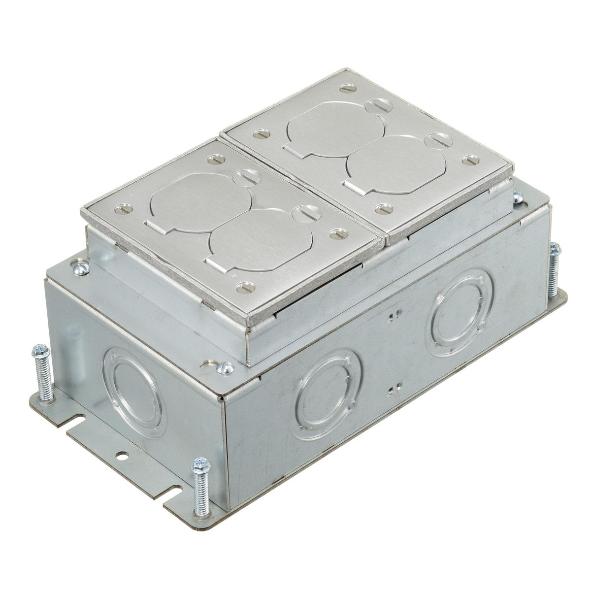 FB2432 HUBBELL RECT FLOORBOX, STAMP STEEL, DEEP, 2-G