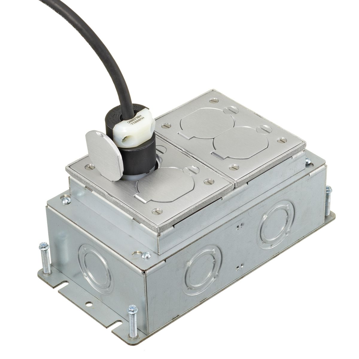 FB2432 HUBBELL RECT FLOORBOX, STAMP STEEL, DEEP, 2-G