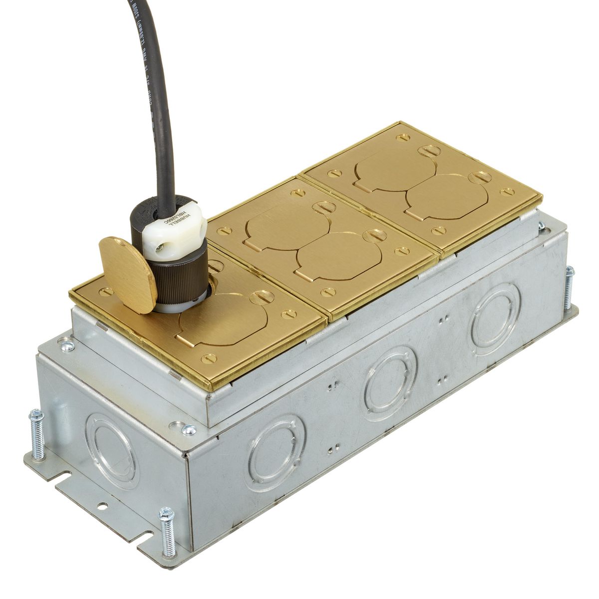 FB2433 HUBBELL RECT FLOORBOX, STAMP STEEL, DEEP, 3-G