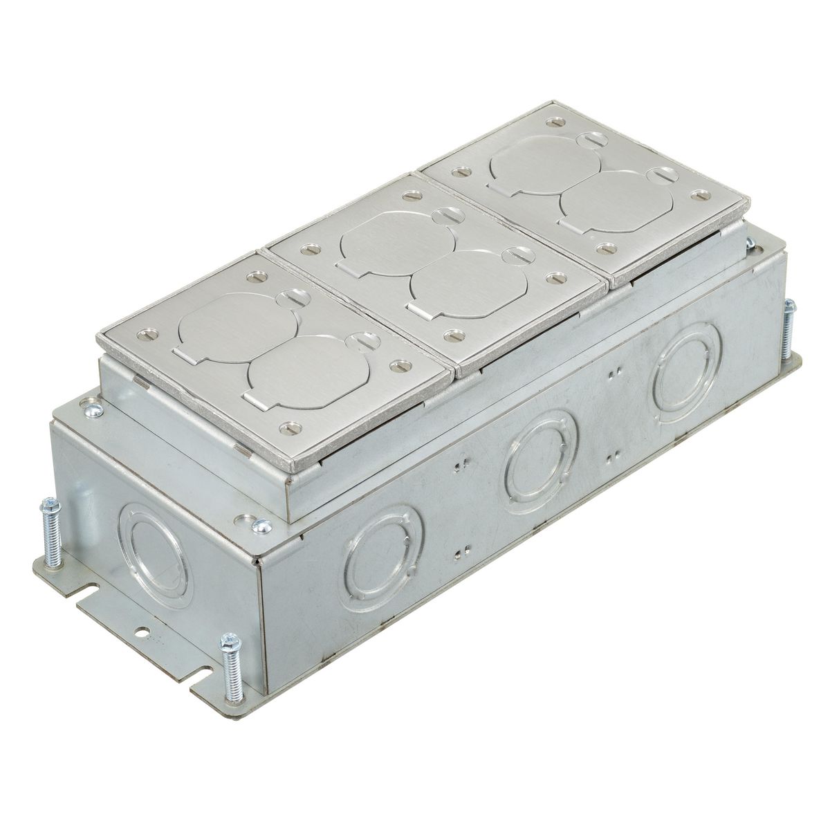 FB2433 HUBBELL RECT FLOORBOX, STAMP STEEL, DEEP, 3-G