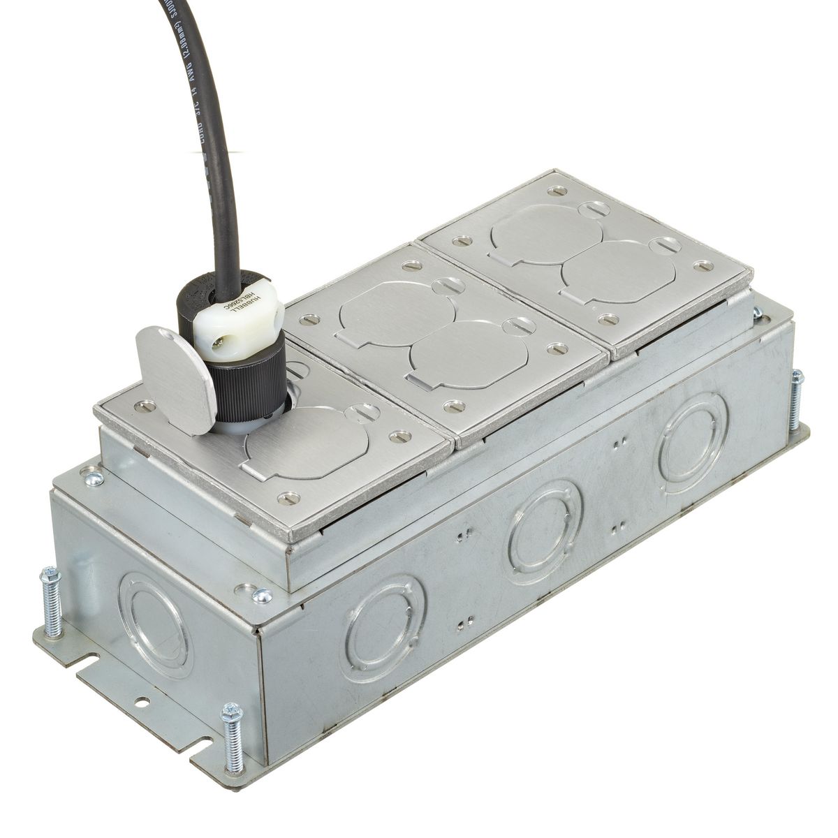FB2433 HUBBELL RECT FLOORBOX, STAMP STEEL, DEEP, 3-G