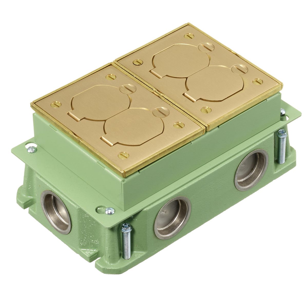 FB4233 HUBBELL RECT FLOORBOX, CAST IRON, DEEP, 2-G