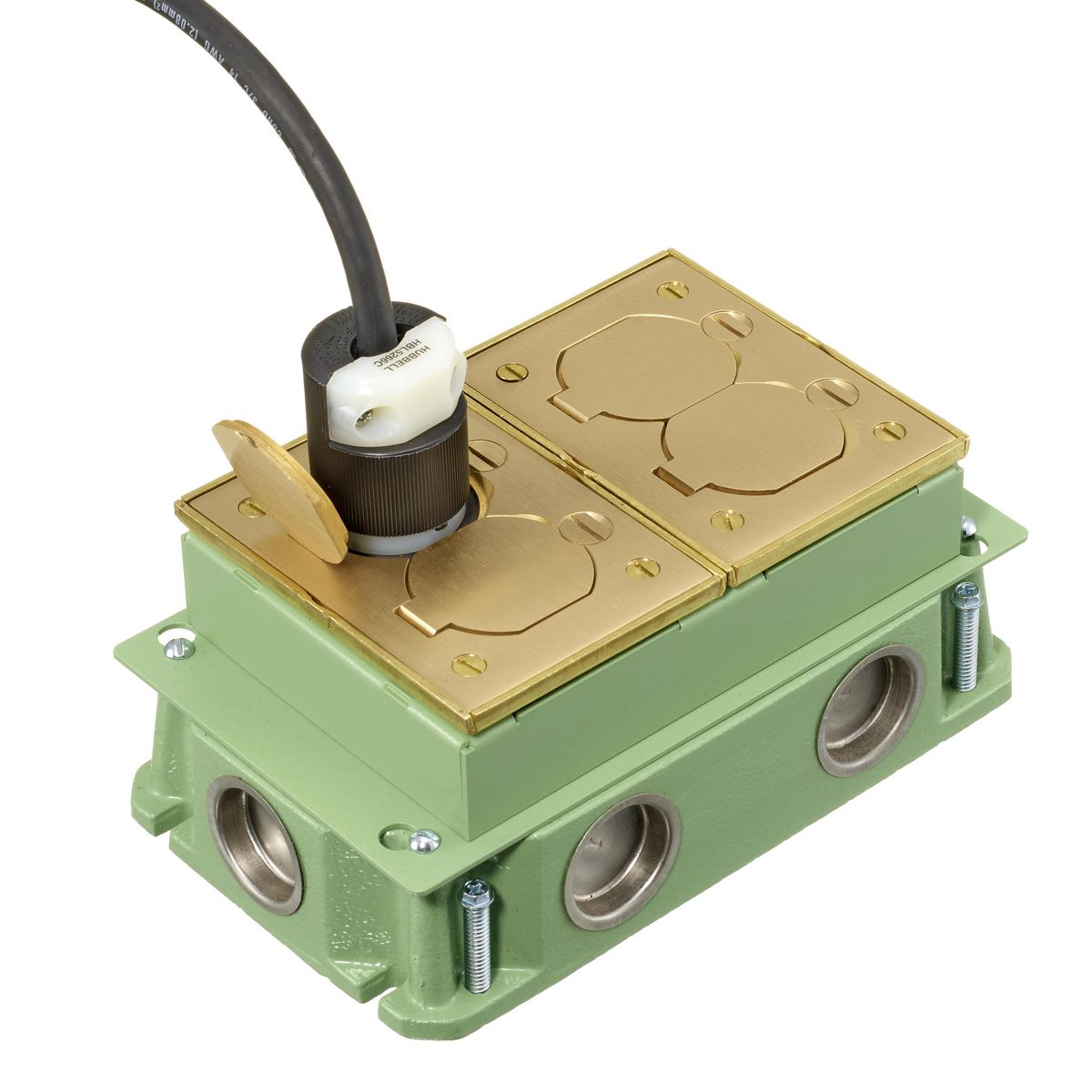 FB4233 HUBBELL RECT FLOORBOX, CAST IRON, DEEP, 2-G