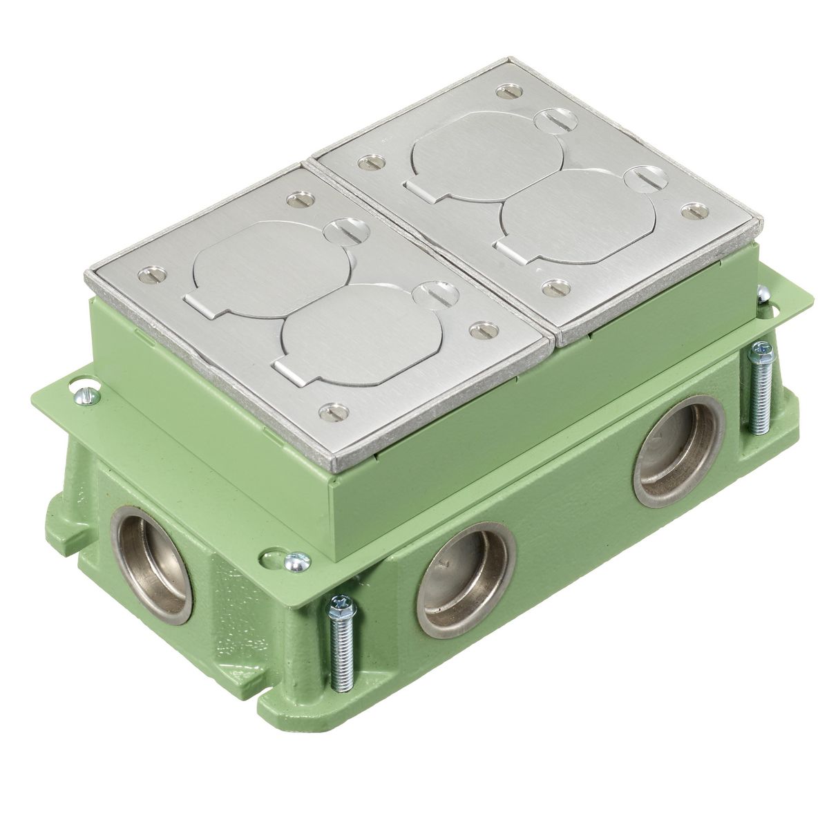 FB4233 HUBBELL RECT FLOORBOX, CAST IRON, DEEP, 2-G