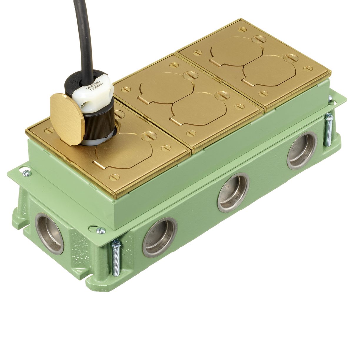FB4333 HUBBELL RECT FLOORBOX, CAST IRON, DEEP, 3-G