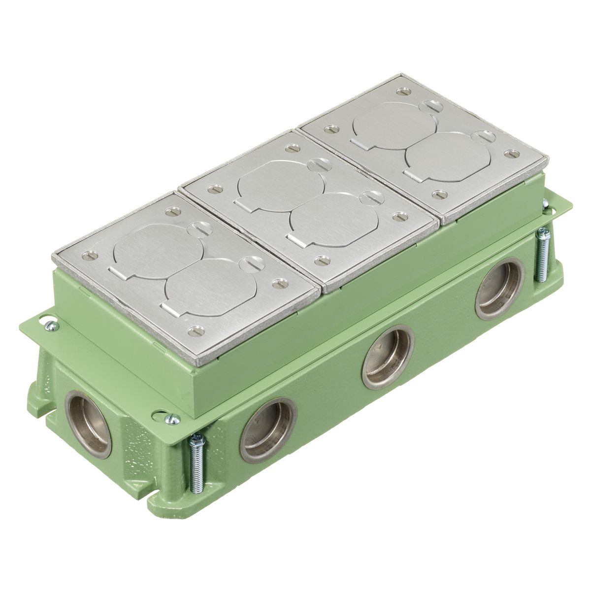 FB4333 HUBBELL RECT FLOORBOX, CAST IRON, DEEP, 3-G