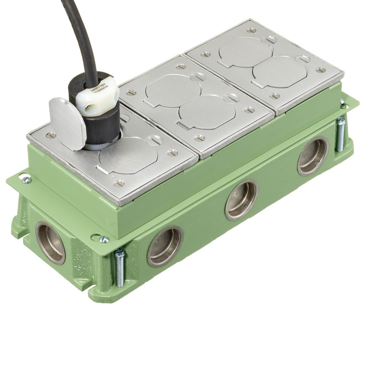 FB4333 HUBBELL RECT FLOORBOX, CAST IRON, DEEP, 3-G