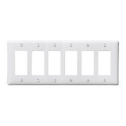NP266W HUBBELL WALLPLATE, 6-G, 6) RECT, WH