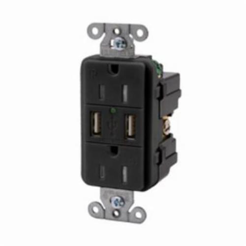 USB15X2BK HUBBELL USB CHRGR 15A 125V DUP, 3A 5V PORT, BK 88377830463
