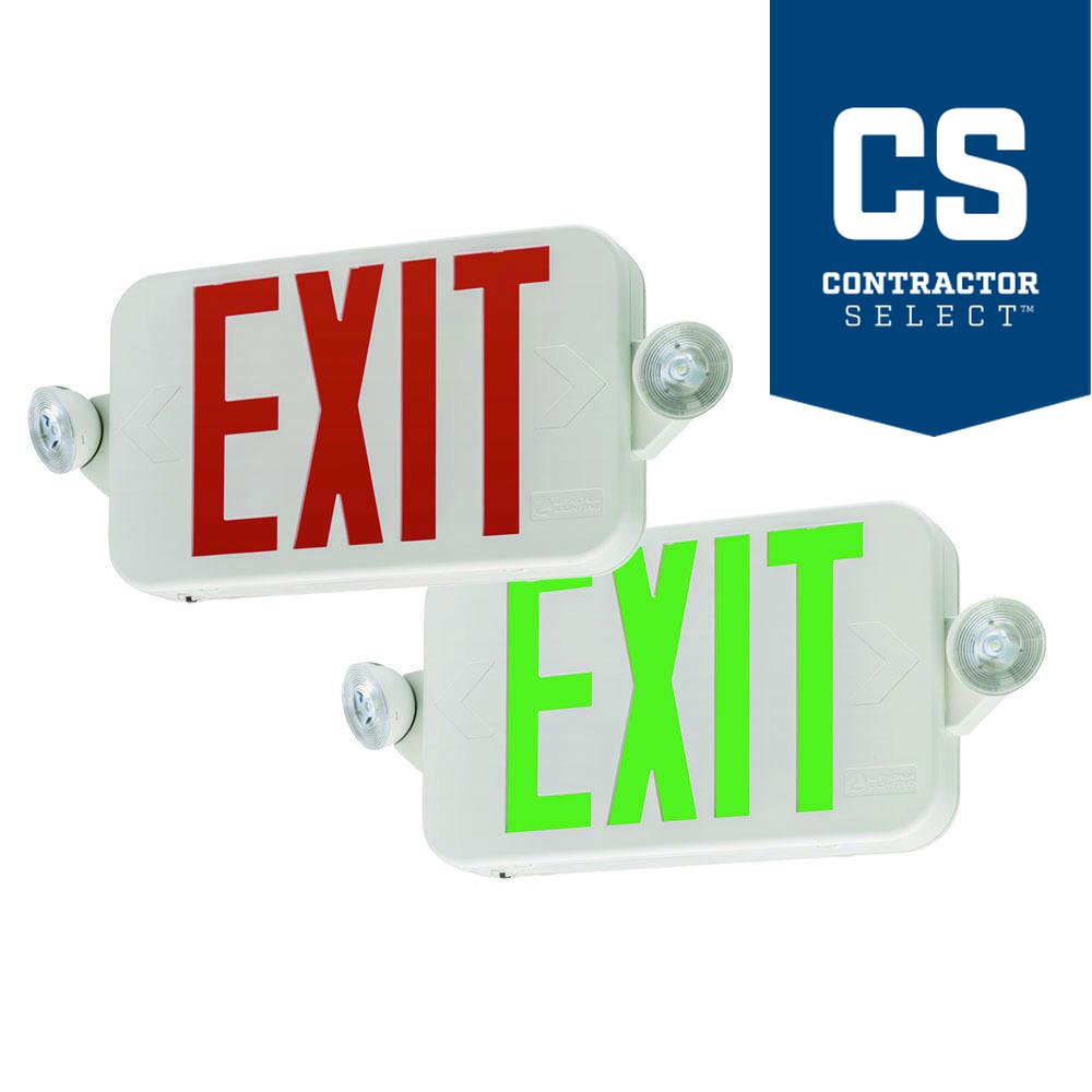 ECRG-RD-M6 LITHONIA THERMOPLASTIC LED EXIT/UNIT COMBO RED/GREEN SWITCHABLE ROUND MASTER PACK OF 6 (CI# 269XVW)