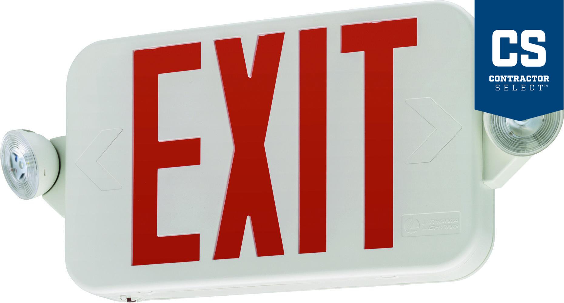 ECRG-RD-M6 LITHONIA THERMOPLASTIC LED EXIT/UNIT COMBO RED/GREEN SWITCHABLE ROUND MASTER PACK OF 6 (CI# 269XVW)