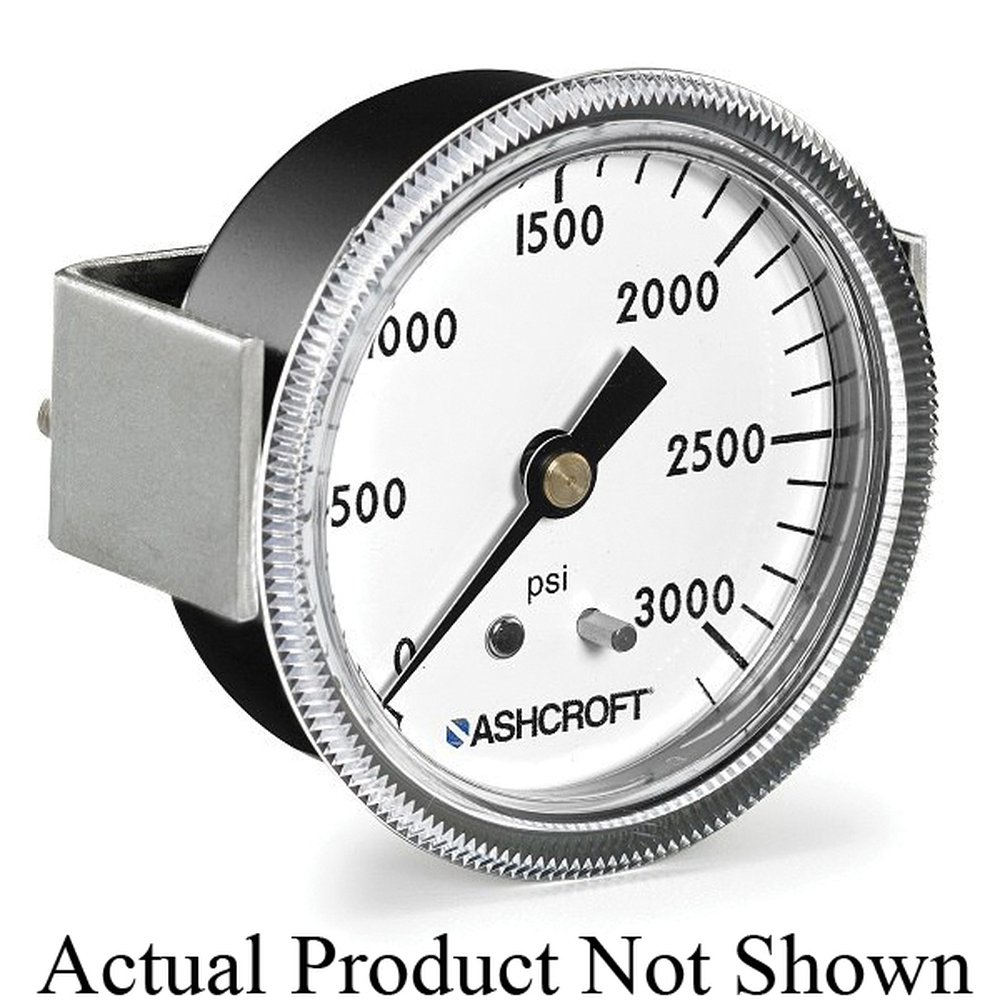 20 1001T 02B 100# ASHCROFT PRESSURE GAUGE 2 DIAL, 1/4 NPT BACK CONN, STEEL CASE W/U-CLAMP