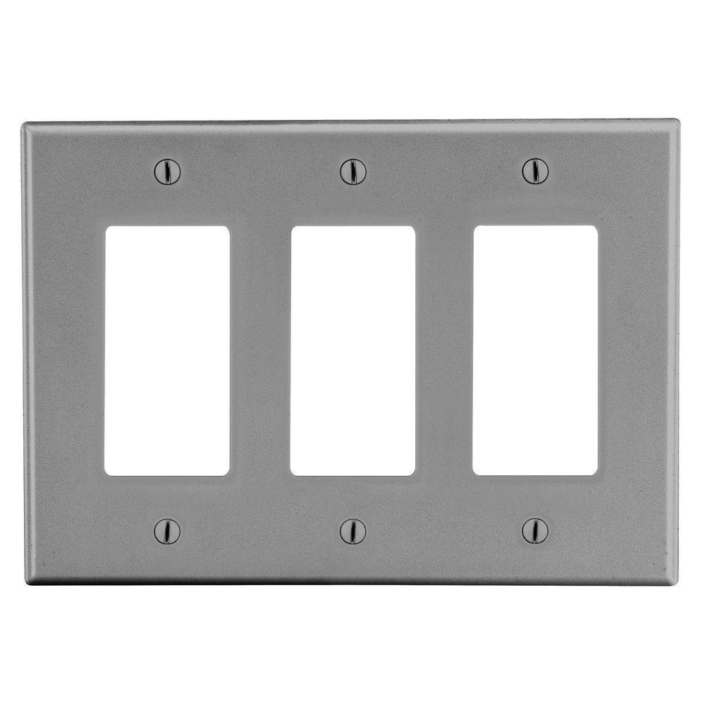 P263GY HUBBELL WALLPLATE 3-G 3)