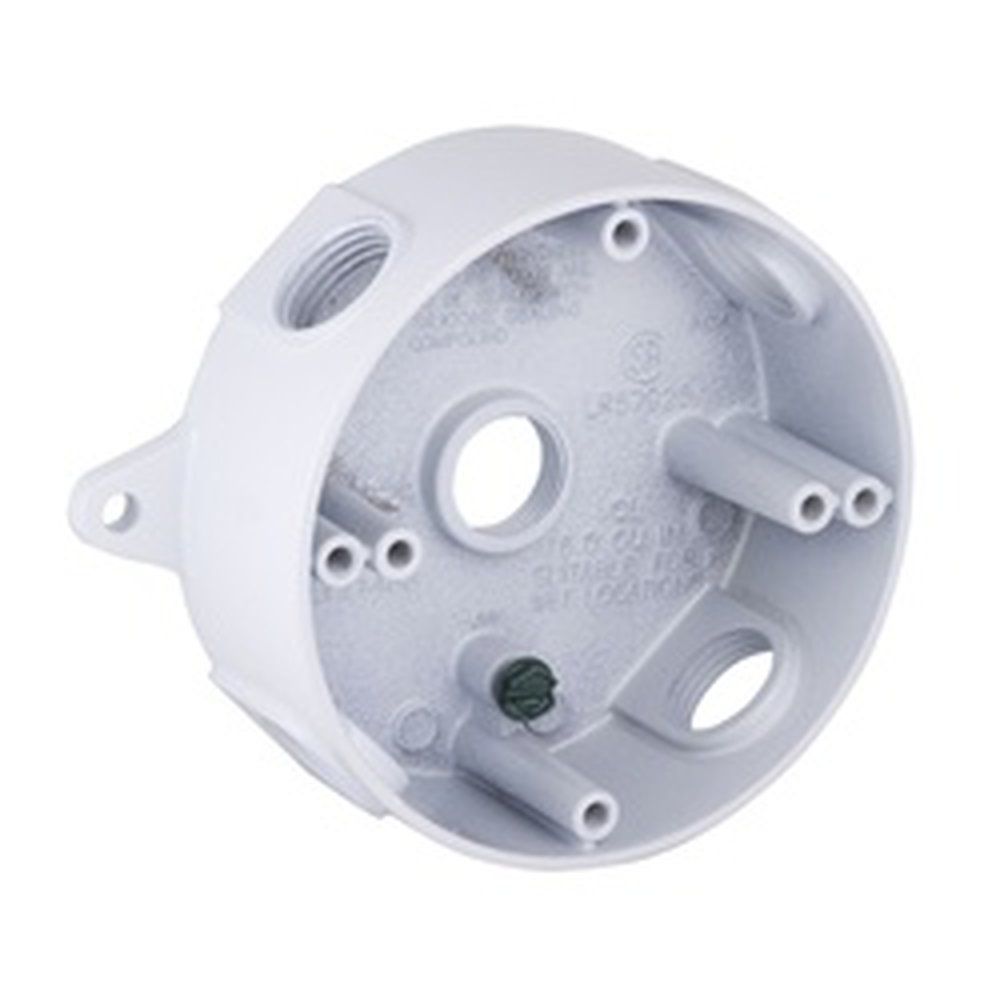 5361-6 RACO RND WP BOX (5) 1/2 IN OUTLETS WHT CARDED ZZZZ