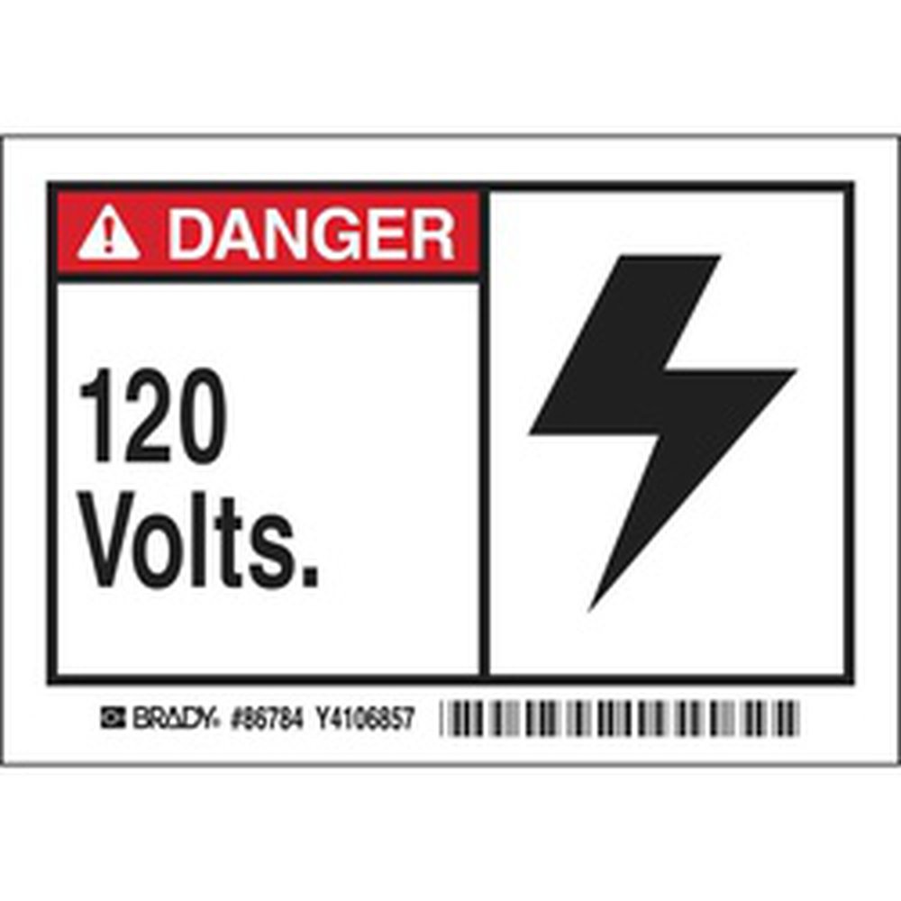86784 BRADY LABEL DANGER 120V