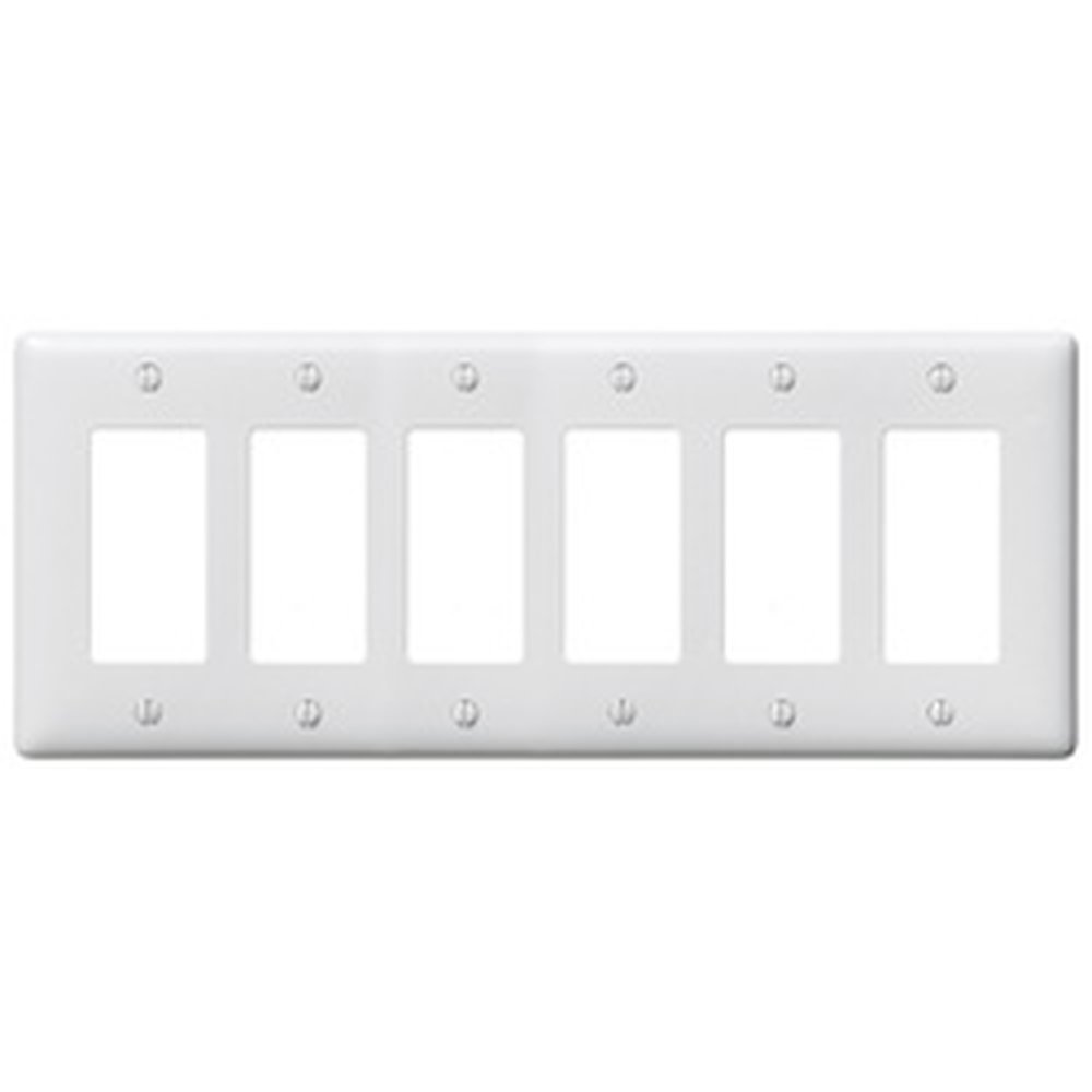 NP266W HUBBELL WALLPLATE, 6-G, 6) RECT, WH