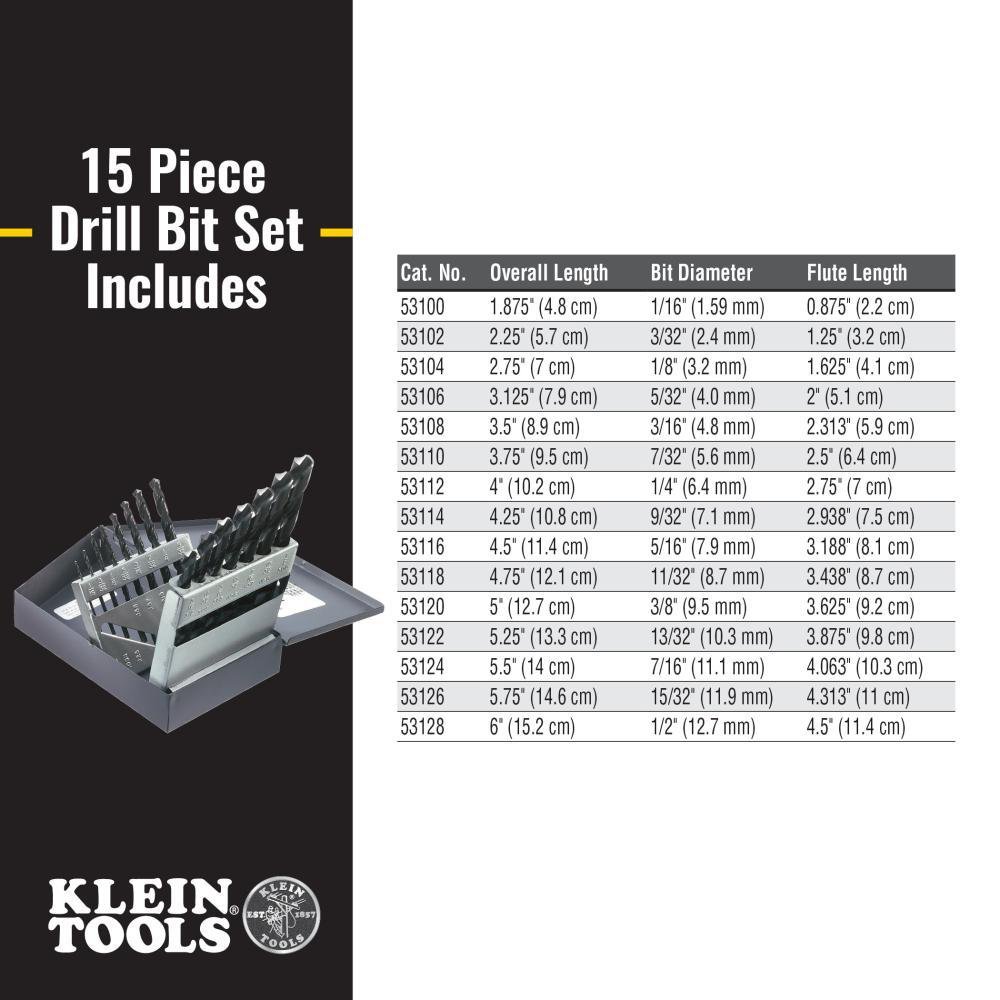 53001 KLE 15 PC DRILL BIT SET