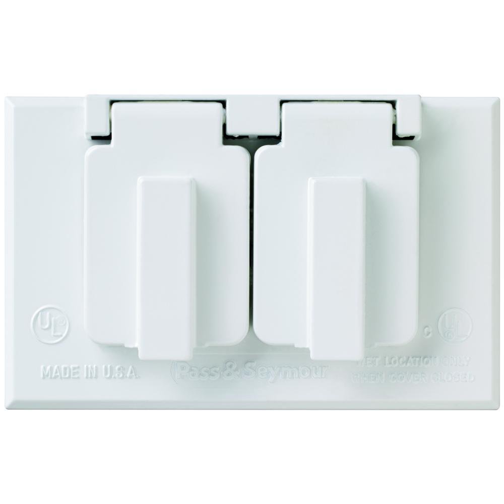 CA8-WH P&S WP 1G HORIZ DUPLEX COVER