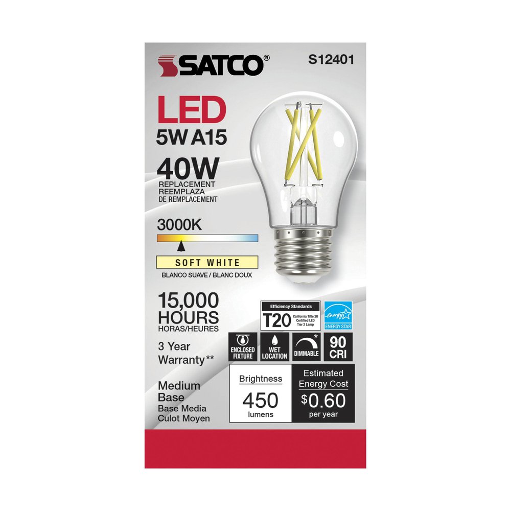 S12401 SATCO 5 WATT LED A15 CLEAR