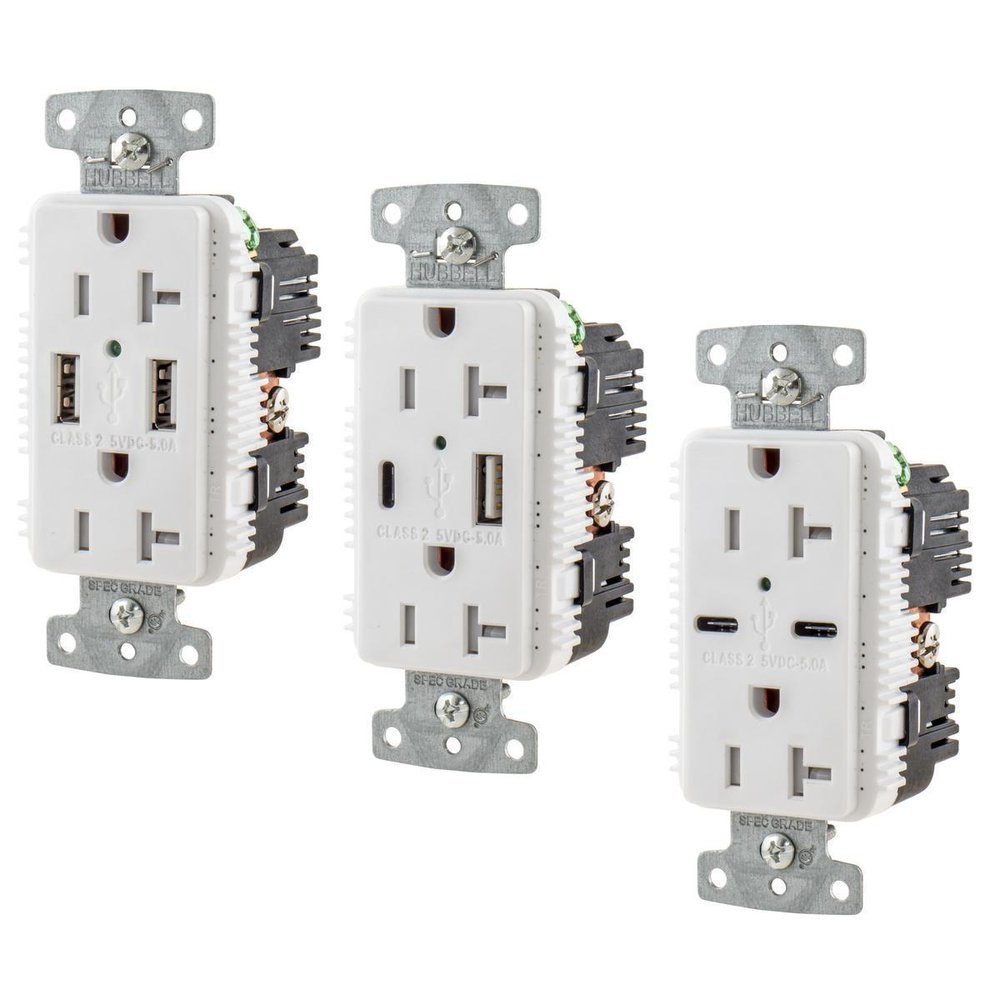 USB20A5W HUBBELL RCPT DUP 20A 125V 5A 5V USB PORT A WH..ZZZZ