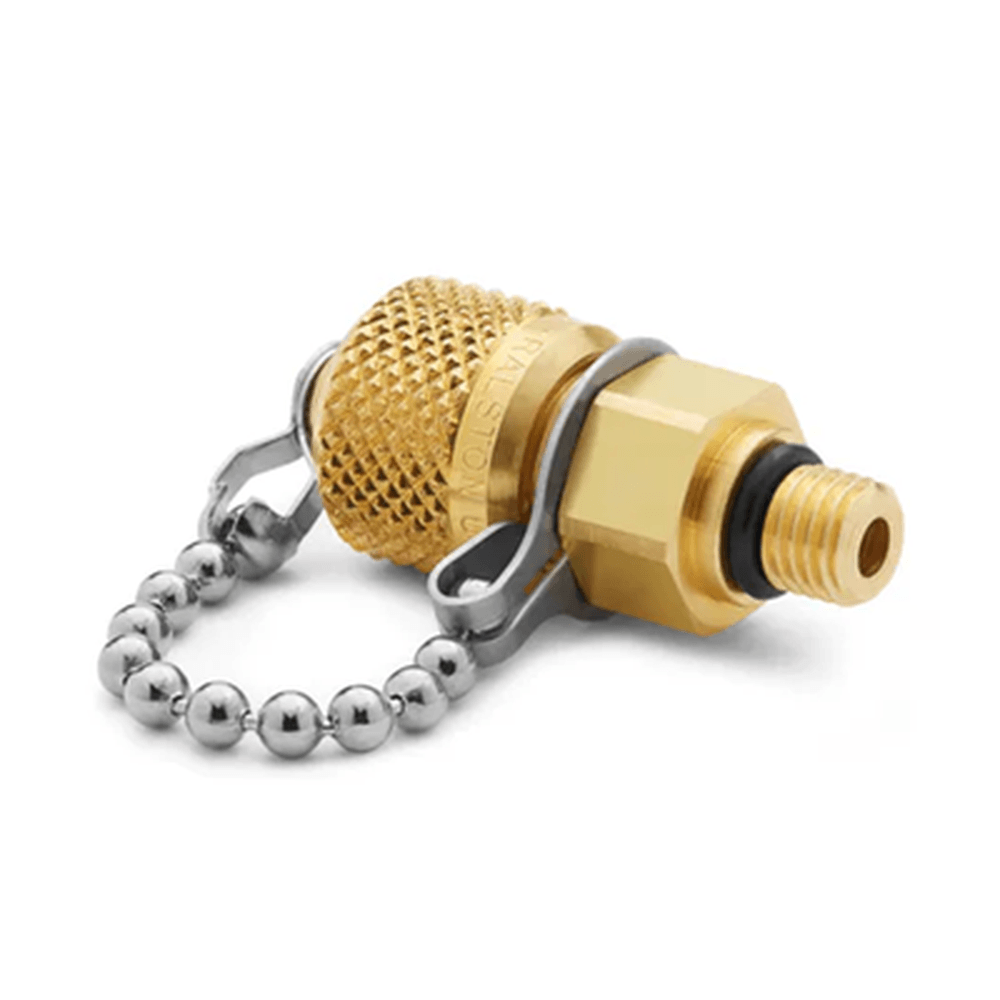QTFT-5SB0 RALSTON 5/16-24 SAE MALE X MALE QUICKTEST OUTLET CONNECTION WITH CAP AND CHAIN, BRASS