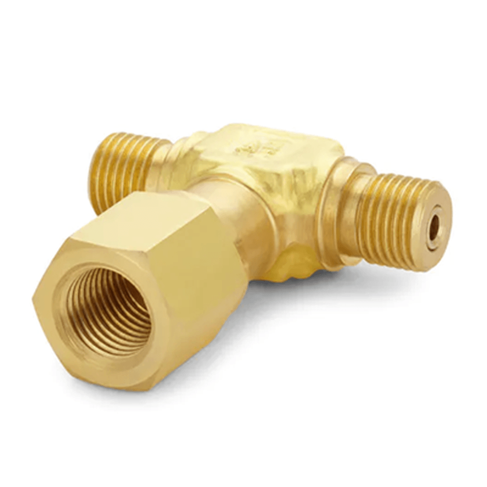 QTHA-HSTB-2F RALSTON TEE-MALE QT RUN X MALE QT RUN X 1/4" FEMALE NPT BRANCH BRASS