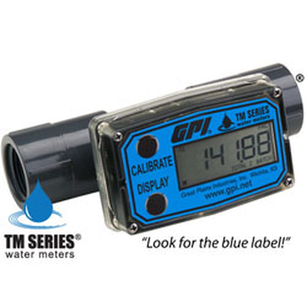 TM07NQ9GMA GPI TM SERIES WATER METER TURBINE 3/4" FEMALE NPT FITTINGS LOCAL COMPUTER W/DISPLAY 2 BUTTON, METER MOUNTED, CALIBRATION GALLONS PER MINUTE WITH Q9 ELECTRONICS WITH FM, ATEK & IEC APPROVAL FOR HAZARDOUS AREA
